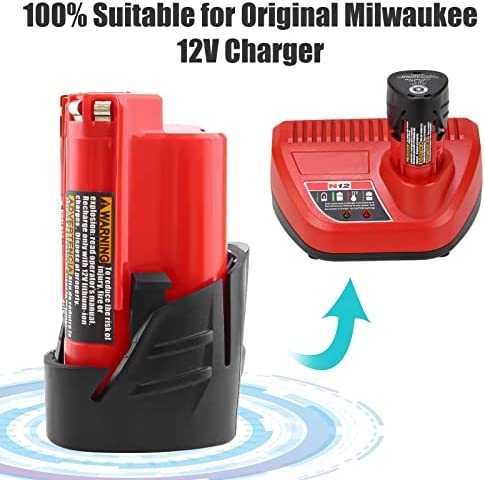 1674351630 256 2 Pack 3000mAh Li ion Replacement for Milwaukee M12 Battery Compatible