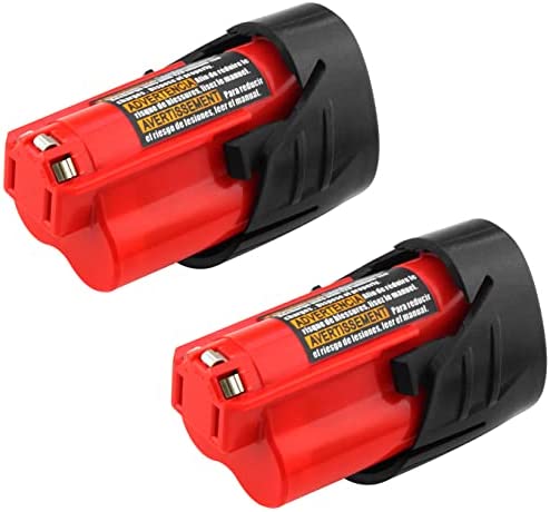 2 Pack 3000mAh Li ion Replacement for Milwaukee M12 Battery Compatible