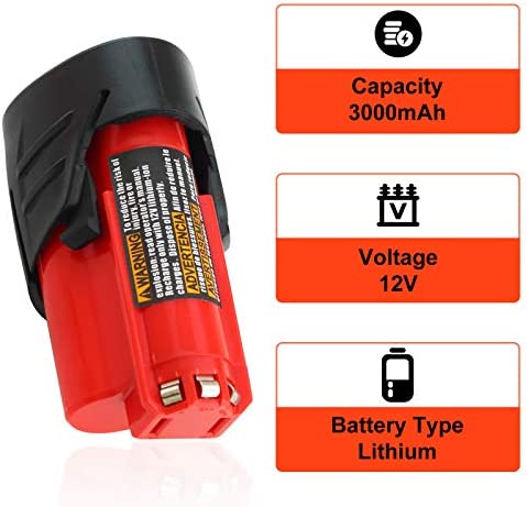 1675314565 521 3000mAh 12 Volt Compatible with Milwaukee M12 Battery XC 48 11 2411