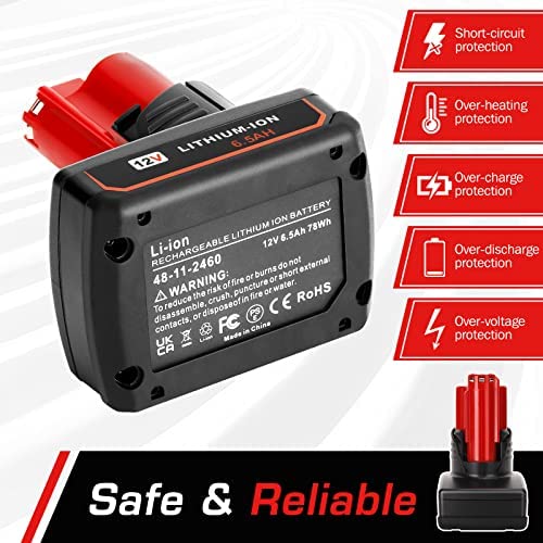 1675579814 123 Fayeey 65Ah M12 Replacement Battery for Milwaukee M12 Battery 2Pack