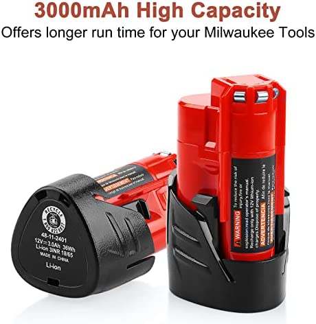1676017384 594 ANTRobut 2 Pack 3000mAh Replacement Lithium 12V Milwaukee M12 Battery