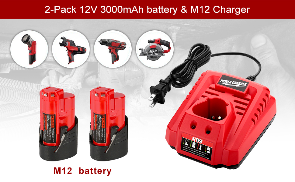 1676017385 539 ANTRobut 2 Pack 3000mAh Replacement Lithium 12V Milwaukee M12 Battery