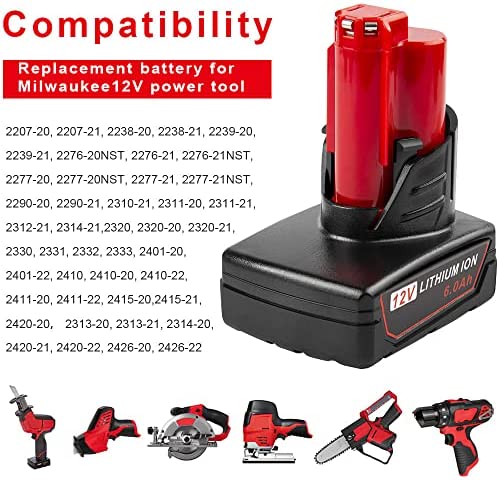 1677851316 363 ARyee 2Pack 6000mAh 12V M12 Lithium Battery for Milwaukee M12