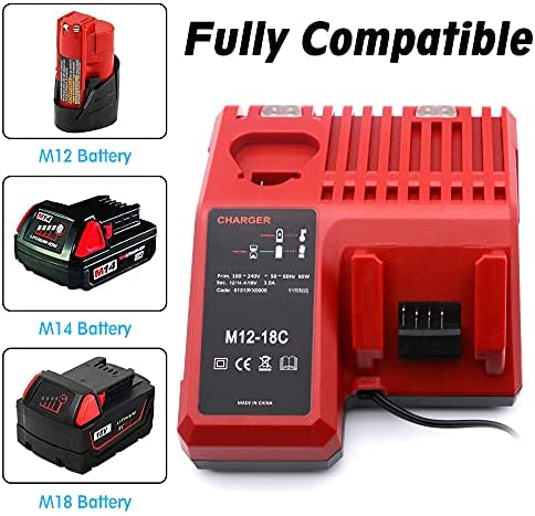 1679159164 653 M12 M18 Replacement Battery Charger for Milwaukee M18 Charger