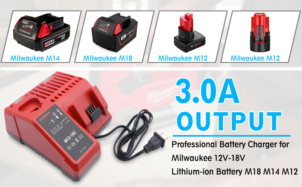 1679159166 697 M12 M18 Replacement Battery Charger for Milwaukee M18 Charger