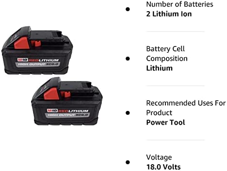 1679853109 395 MilwaukeeTool 48 11 1862 M18 Lithium Ion High Output 60Ah Battery Pack 2 Pack