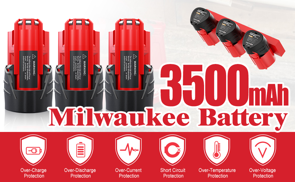 1680027225 865 Bonadget 3Pack 3500mAh M12 Battery for Milwaukee 12V and Battery