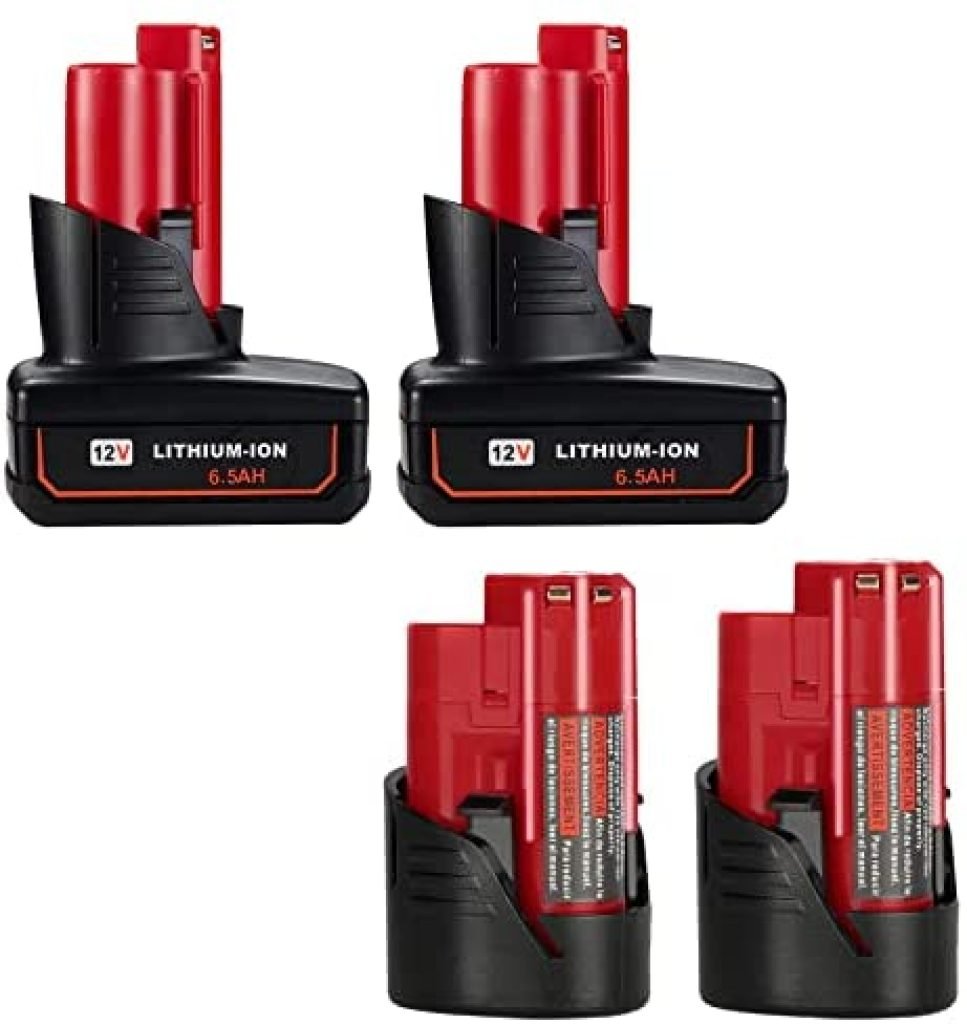 JYJZPB 2 Pack 6.5Ah M12 Batteries, and 2 Pack 3.0Ah M12 Replace Batteries for Milwaukee M12 Battery 27 419gaInesL. AC