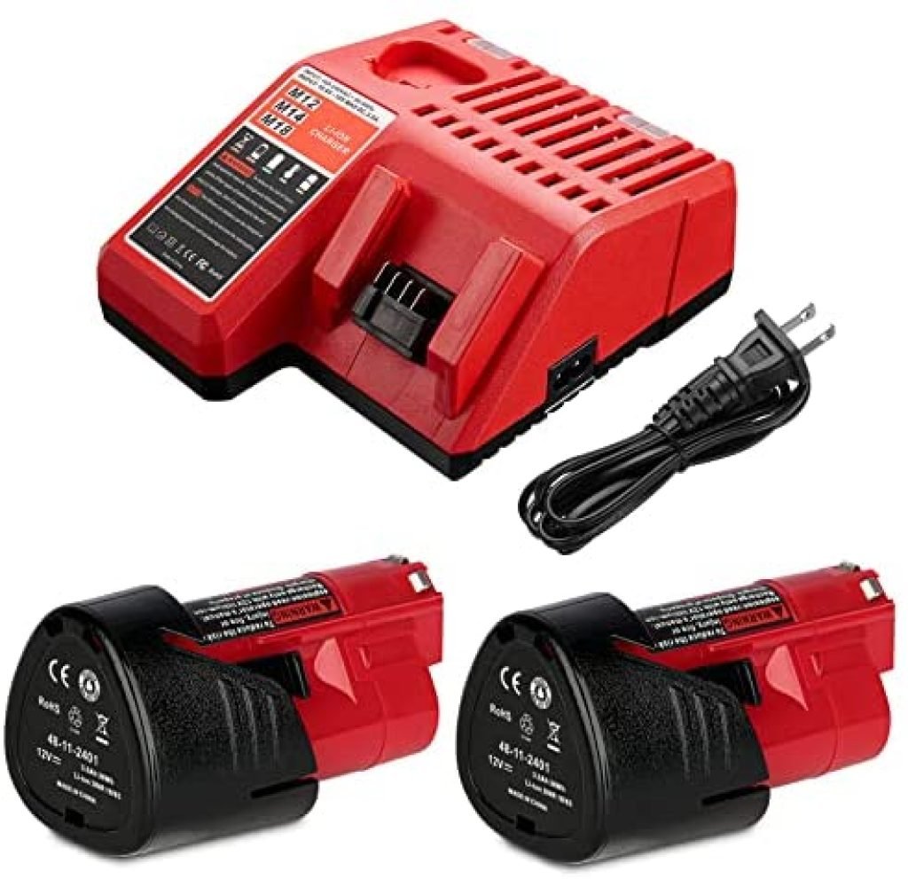 KUNLUN 2 Pack 3.0Ah 12V Lithium Replacement Battery and Rapid Battery Charger Bundle for Milwaukee M12 Battery 29 51XsTdUGDL. AC