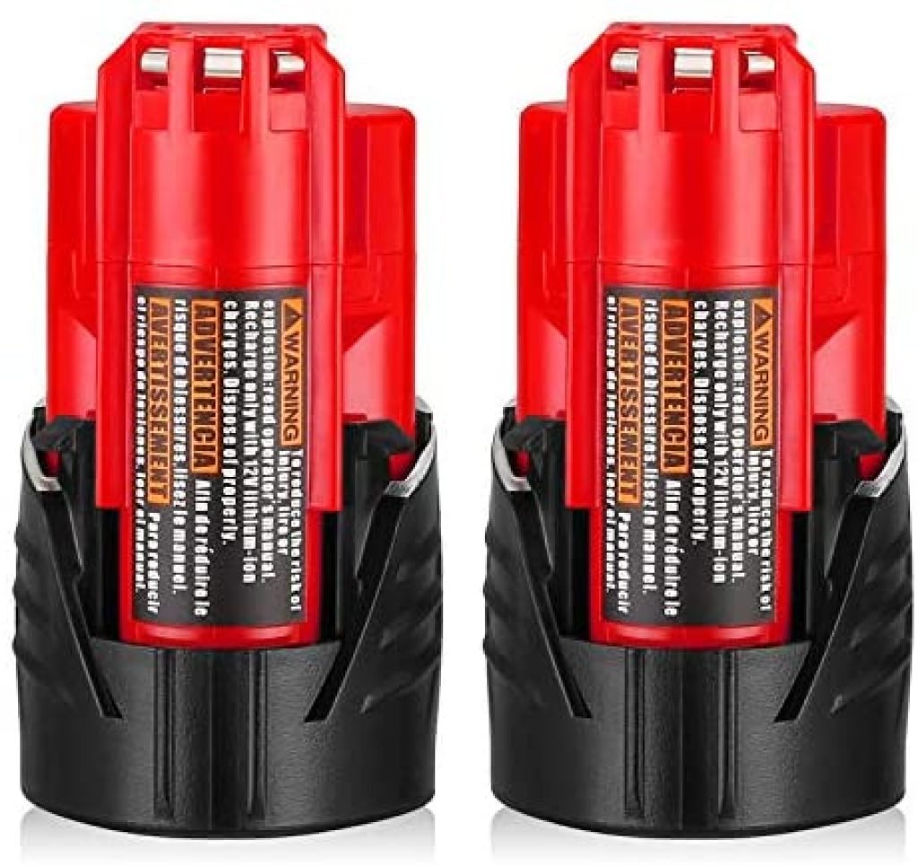 2 Pack 3000mAh M12 Replacement Battery for Milwaukee M12 Battery, Compatible with Milwaukee M12 XC Cordless Power Tools Replace for 48-11-2401, 48-11-2402, 48-11-2440, 48-11-2411 51 51kVImGOKaL. AC