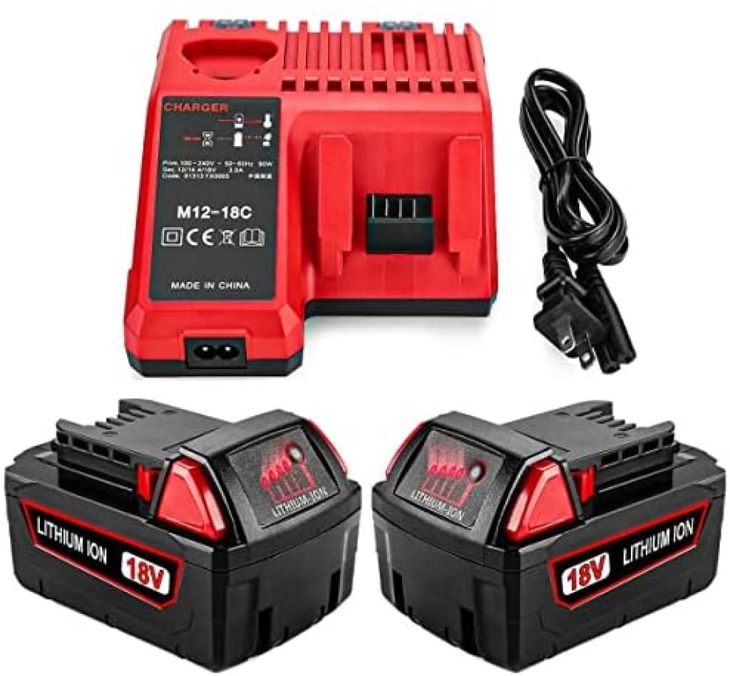 2Pack 6.0Ah 48-59-1850 Replacement 18V Milwaukee M18 Battery 18Volt XC M18 48-11-1815 48-11-1820 48-11-1850 48-11-1860 Batteries with 48-59-1812 M12/M18 Milwaukee Battery Charger kit 48-11-2420 47 51kZS4DXDL. AC