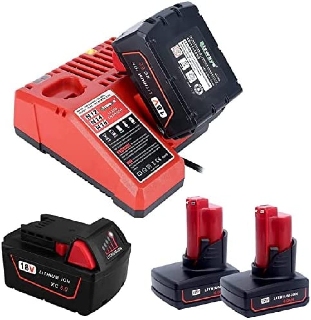 Biswaye M12 & M18 Multi-Voltage Battery Charger, 2-Pack 12V 6.0Ah Lithium Battery M12, 2-Pack 18V 6.0Ah M18 Battery Compatible with Milwaukee 7 51sLNCsZTL. AC