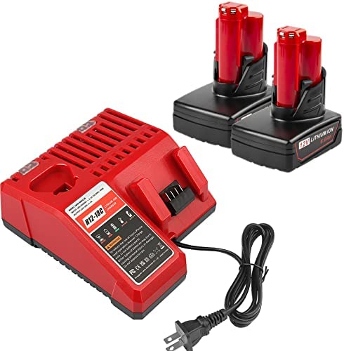 ARyee 2Pack 6000mAh 12V M12 Lithium Battery for Milwaukee M12