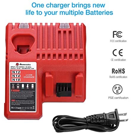 1680373948 690 Powerextra M12 M 18 18V Rapid Charger for Milwaukee Replacement