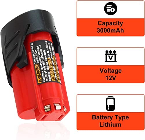 1680981142 78 Amsbat 3000mAh 12 Volt Compatible with Milwaukee M12 Battery XC