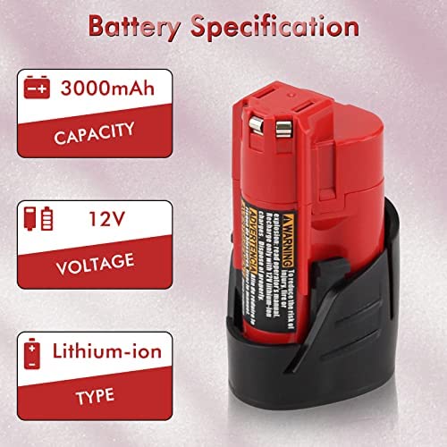 1681241851 470 Eagglew 2 Pack 3000mAh 12V Replacement Battery Compatible with Milwaukee