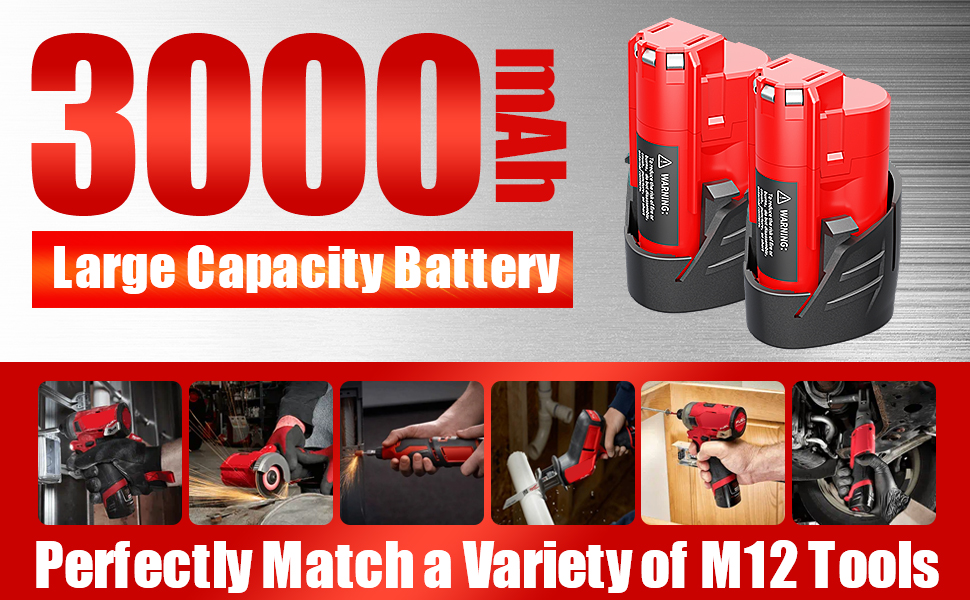 1681588808 153 2Pack 3000mAh 12V M12 Battery and M12 Charger Compatible with