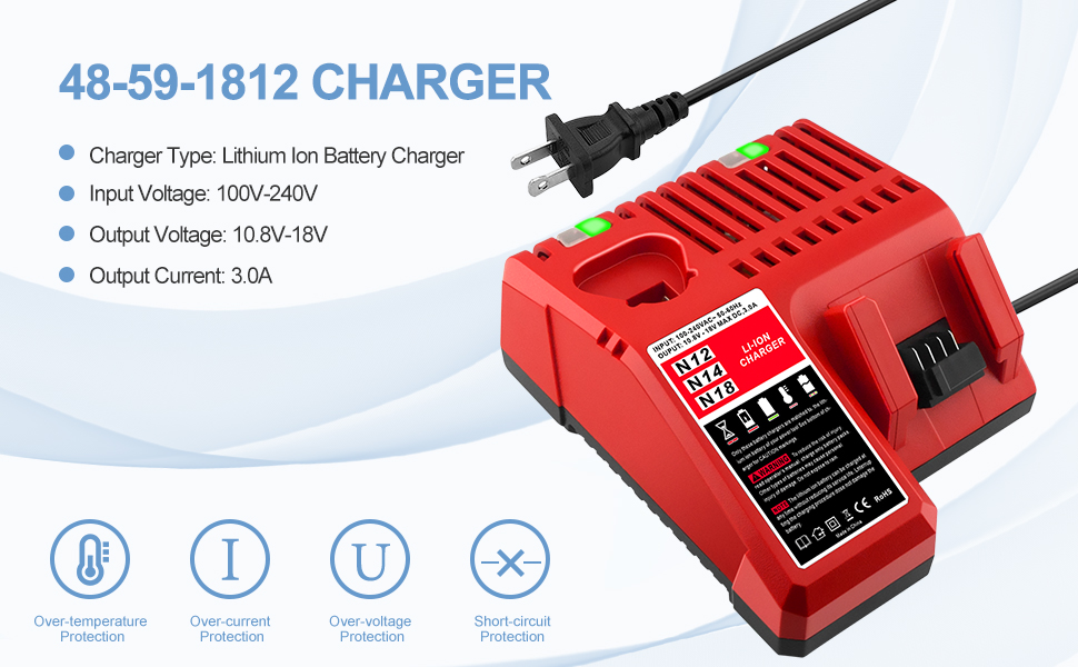 1681851159 717 UGLOEY M18 M12 Multi Voltage Battery Charger 48 59 1812 Compatible with