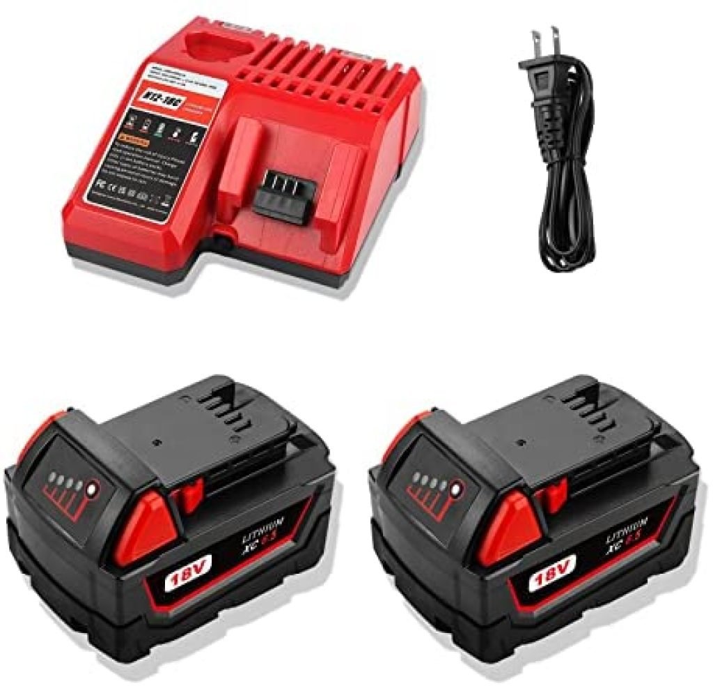 CEENR 2Pack 6500mAh 18V Battery and Charger Replacement for Milwaukee M 18 18 Volt Li-ion Compatible with Milwaukee Baterias Charger Combo 48-11-1840, 48-11-1811, 48-11-1820, 48-11-1822, 48-11-1828 27 41DRP6LVZEL. AC