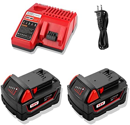 CEENR 2Pack 6500mAh 18V Battery and Charger Replacement for Milwaukee