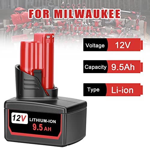 1683685817 561 KUNLUN 2Pack 9500mAh High Output 12V Battery for Milwaukee M12