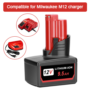 1683685818 842 KUNLUN 2Pack 9500mAh High Output 12V Battery for Milwaukee M12