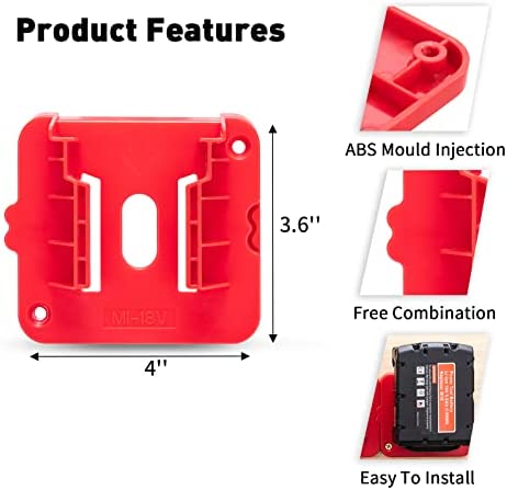 1685521064 416 Crtbelfy Battery Holder for Milwaukee M18 18V Battery Wall Mount