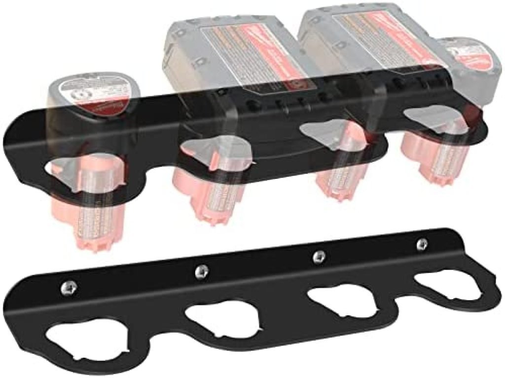 AccEncyc Battery Holder for Milwaukee 12V Battery 4 Slot Battery Storage Holder Wall Mount Rack Compatible with Milwaukee M12 Battery - 1 Pack 61 41WzejN5inL. AC