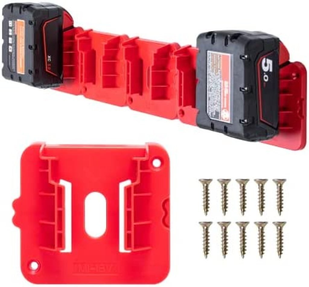 Crtbelfy Battery Holder for Milwaukee M18 18V Battery, Wall Mount Batteries Storage for Work Van, Shelf, Toolbox - 5 Pack 59 41Yky3slO6L. AC