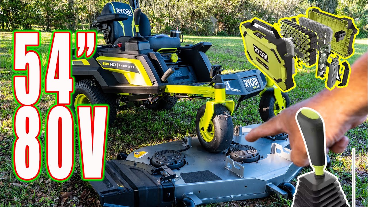 i-DRIVE! 80-Volt 54" Fabricated Deck RYOBI Zero Turn Mower with a Joystick