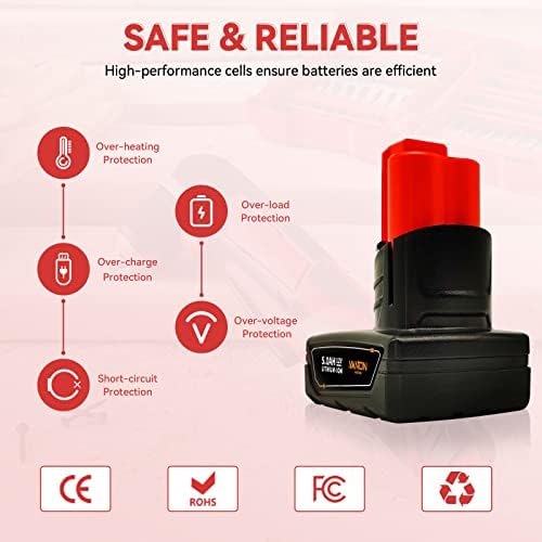 1686477803 64 VANON Replacement for Milwaukee M 12 12V Battery 50Ah 4Pack Lithium ion