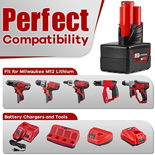 1687091666 368 Powilling 2Pack 12V 90Ah Compatible with Milwaukee M12 Battery Replacement