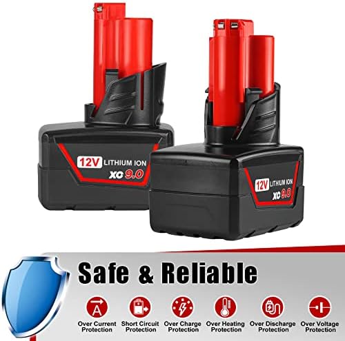 1687091667 723 Powilling 2Pack 12V 90Ah Compatible with Milwaukee M12 Battery Replacement