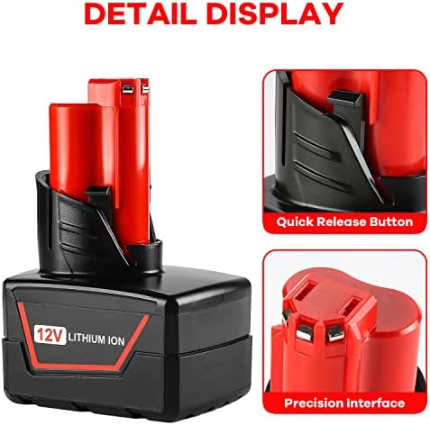 1687091668 9 Powilling 2Pack 12V 90Ah Compatible with Milwaukee M12 Battery Replacement