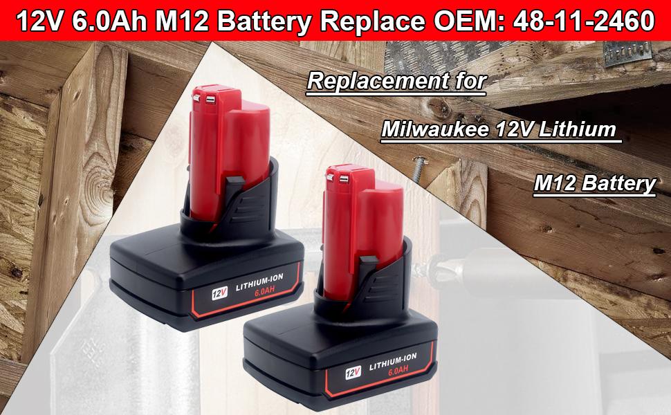1687872081 461 ELEFLY 2 Pack M12 60Ah Replacement for Milwaukee M12 12V