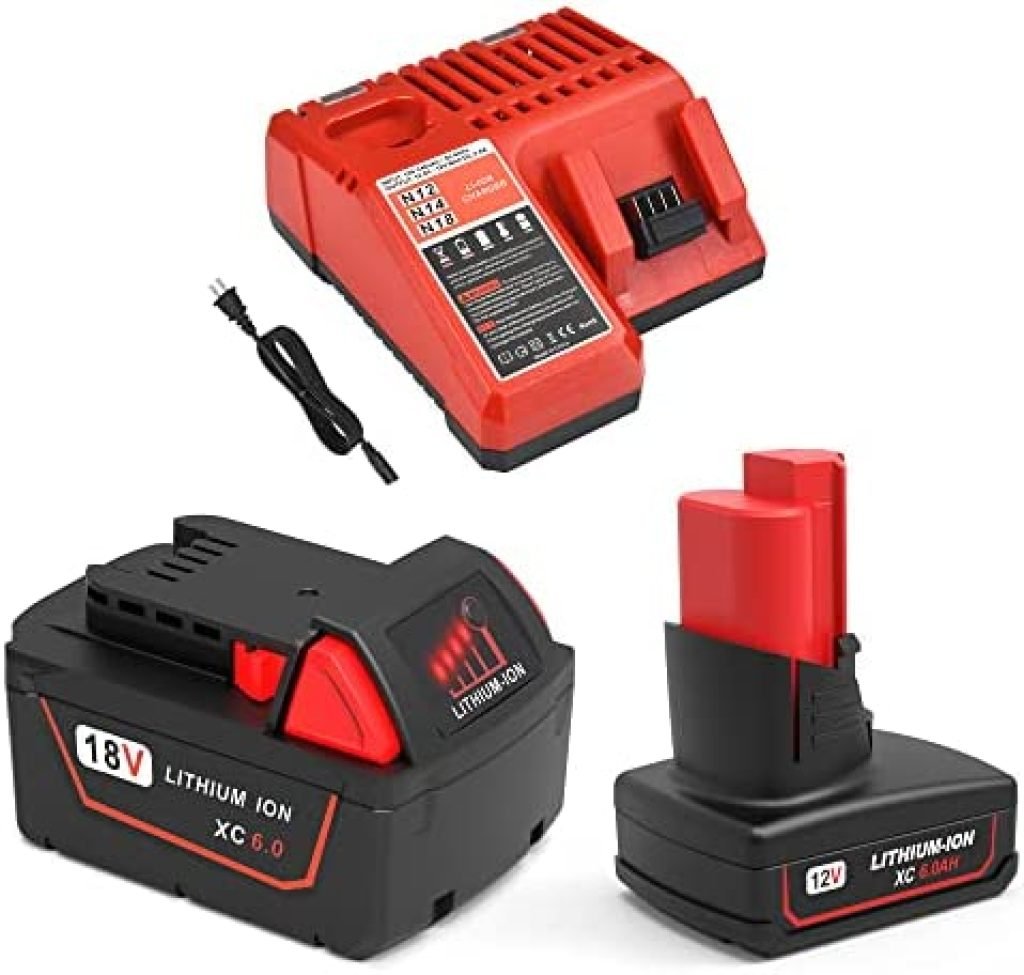 Rocivic Replace for Milwaukee M18 Battery Pack and Charger 6.0Ah, Compatible with Milwaukee Battery 48-11-1820 48-11-1850, 48-59-1812 Rapid Charger for Milwaukee 12V 18V Lithium Battery 49 41 Axs44YjL. AC