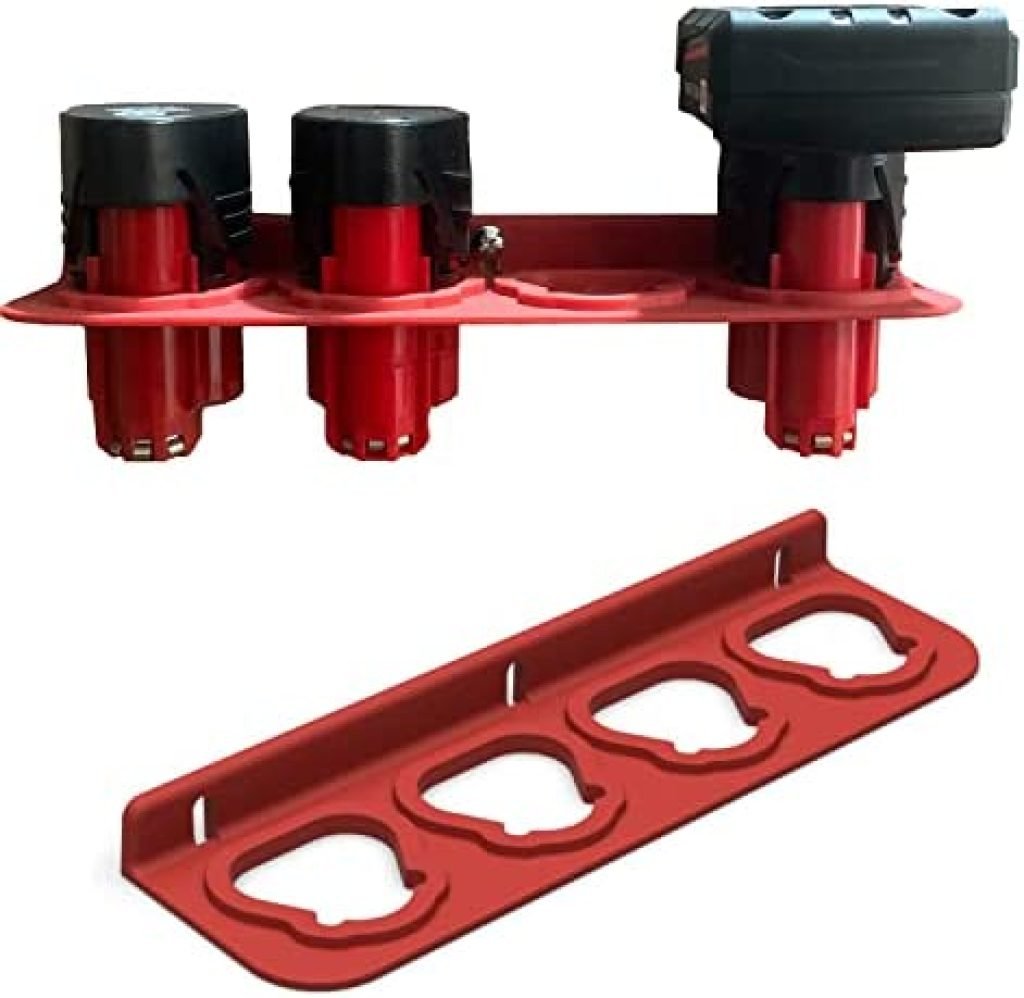 SZWJT-LV Battery Holder for Milwaukee M12, Mount 4 Slot Milwaukee m12 Battery Holder, 12V Battery Holder Milwaukee, Battery Storage for Milwaukee (1pc, red) 47 41EgLshvC L. AC