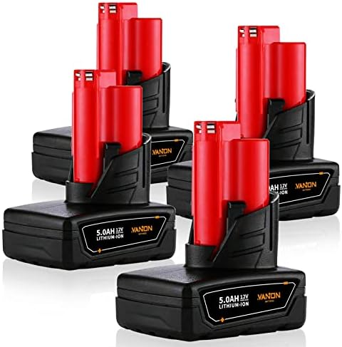 VANON Replacement for Milwaukee M 12 12V Battery 50Ah 4Pack Lithium ion