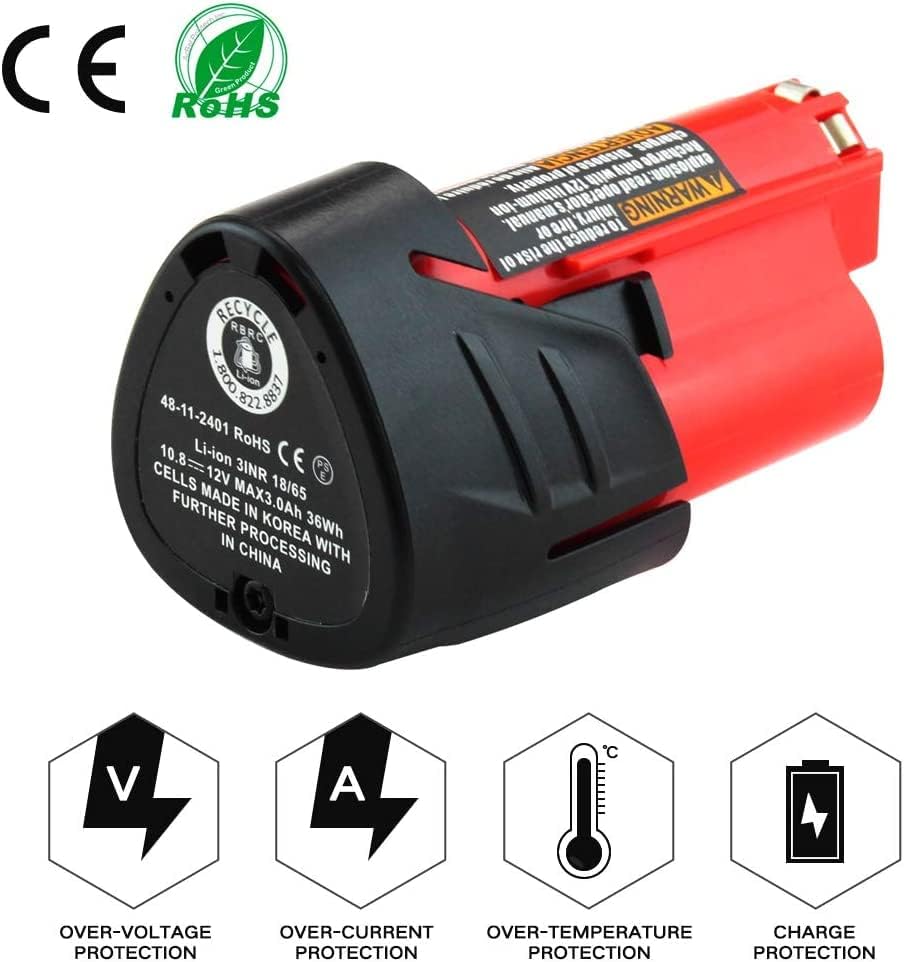 1688478795 540 3000mAh Replacement Battery for Milwaukee 12V Battery for M12 Battery
