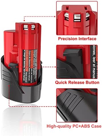 1688566163 336 JYJZPB 2 Pack 3000mAh 12V Lithium Battery Replace for Milwaukee