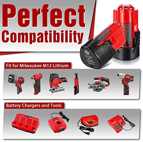 1688652649 463 Fayeey 35Ah M12 Replacement Battery for Milwaukee M12 Battery 2Pack