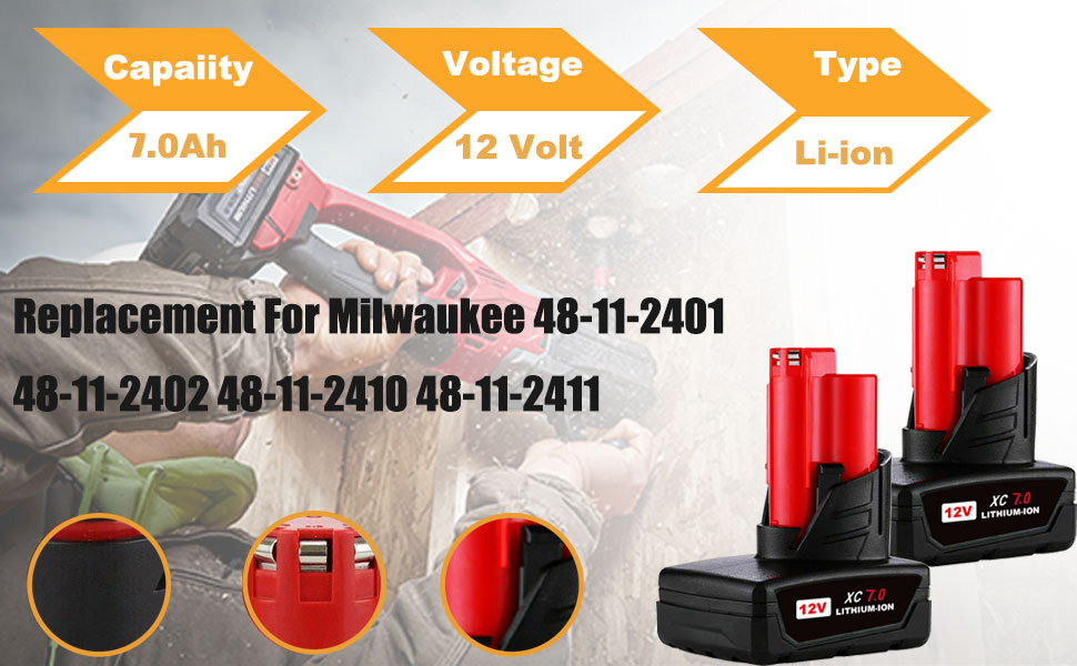 1688999252 743 2PACK 12V 70Ah Battery Replacement for Milwaukee M 12 Lithium lon