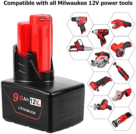 1689779969 420 Replacement for Milwaukee M12 Battery 90 2pk Compatible with Milwaukee