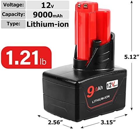 1689779969 748 Replacement for Milwaukee M12 Battery 90 2pk Compatible with Milwaukee