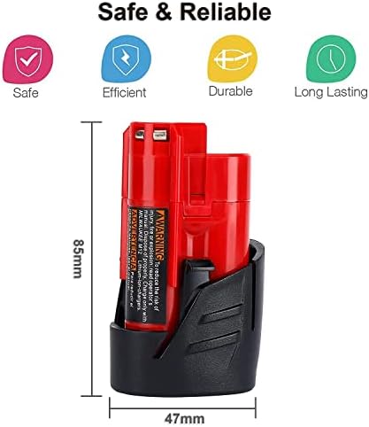 1691610891 385 2 Pack 12V 3000mAh Replacement for Milwaukee M12 Battery Compatible