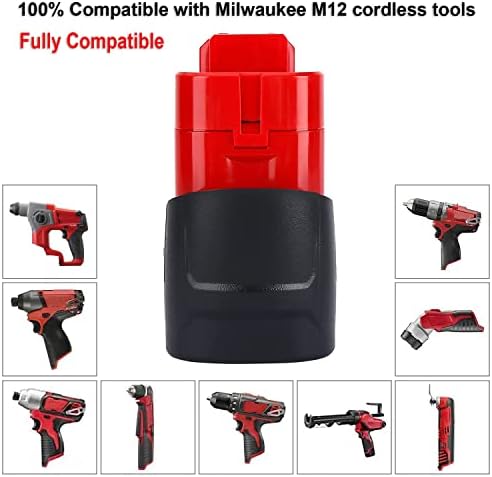 1691610891 619 2 Pack 12V 3000mAh Replacement for Milwaukee M12 Battery Compatible