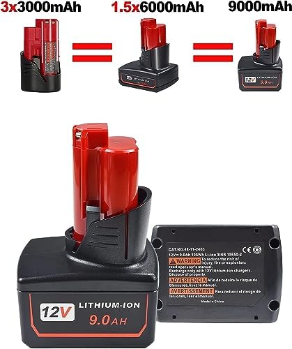 1692391457 8 CHAUNVEN 12V 90Ah M12 Battery Replacement for Milwaukee M12 Battery