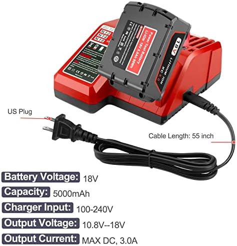 1693347303 436 ADVTRONICS 18V 50Ah M18 Battery with Charger 48 59 1812 Compatible with