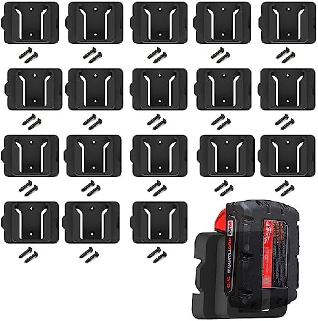 Gijok Battery Holder for Milwaukee M18 18V Battery (No Battery), 18Packs Wall Mount Batteries Storage for Wall, Work Van, Shelf, Toolbox 13 51w8b6X7NNL. AC