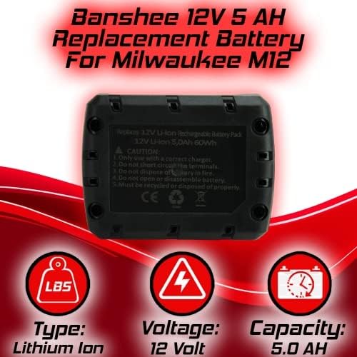 1693695114 388 Banshee 2 Pack 12V 60Ah Battery Compatible with Milwaukee M12